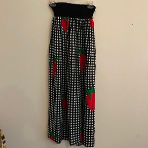 Maxi vintage strawberry skirt with elastic waist band.